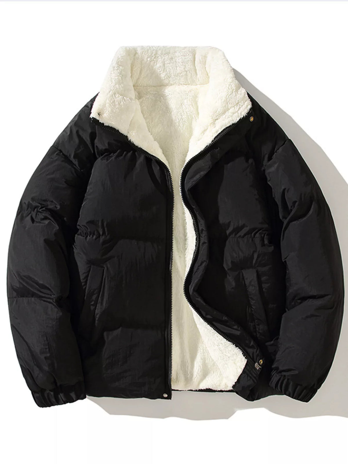 Fleece Puffer — Black — Front