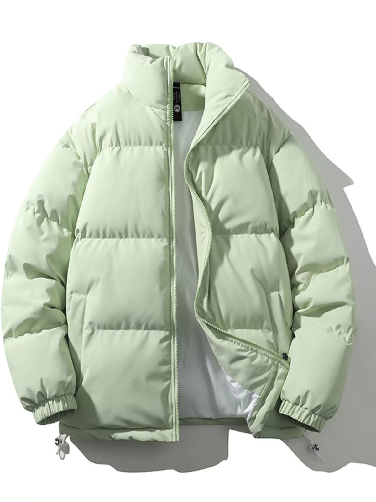Padded Zip-Up Puffer — Light Green — Front
