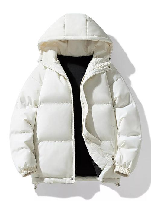 Hooded Puffer — White — Front